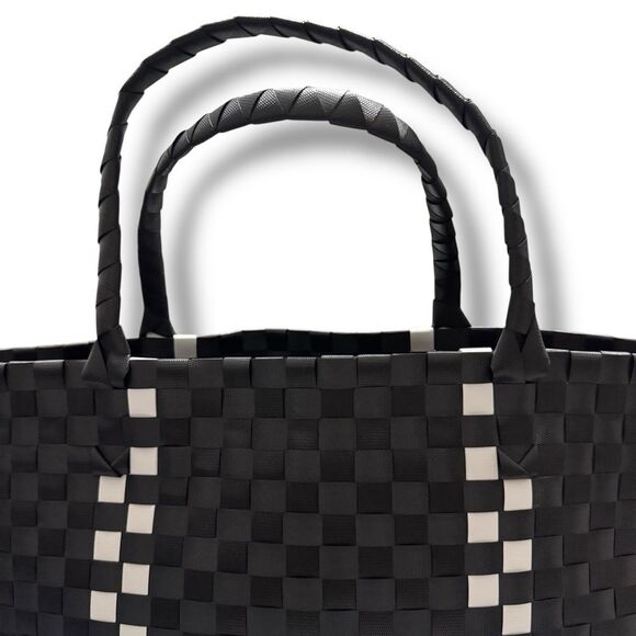 Kate Spade New York Large Woven Tote Black White Checkered Bag - Picture 6 of 8